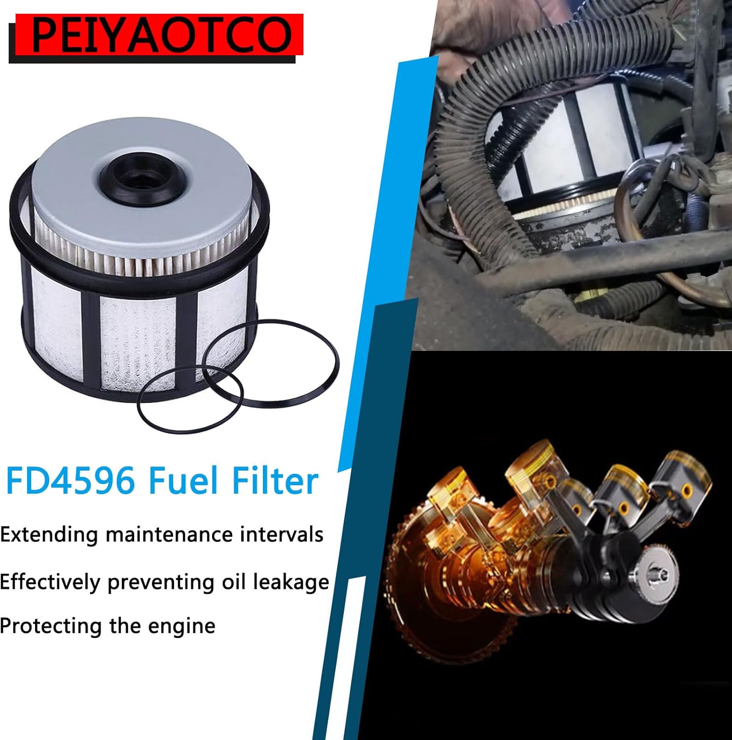 FD4596 Fuel Filter Fits 1999-2003 Ford E350 F250 F350 F450, 2000-2003 E450 Excursion, 2002-2003 E550 Super Duty #Replaces FD-4596 F81Z9N184AA PACK OF 6
