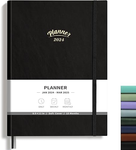 RETTACY Agenda 2024  Agenda 2024 de 8.5 x 11 pulgadas, agenda mensual 2024, calendario 2024, agenda de 12 meses, enero 2024 a marzo de 2025, papel