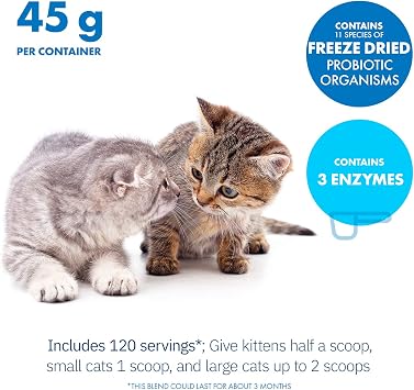 Total DigestTM Feline Probiotics and Enzymes, All-Natural Digestive System Dietary Supplement Formula for Cats (120 Servings)