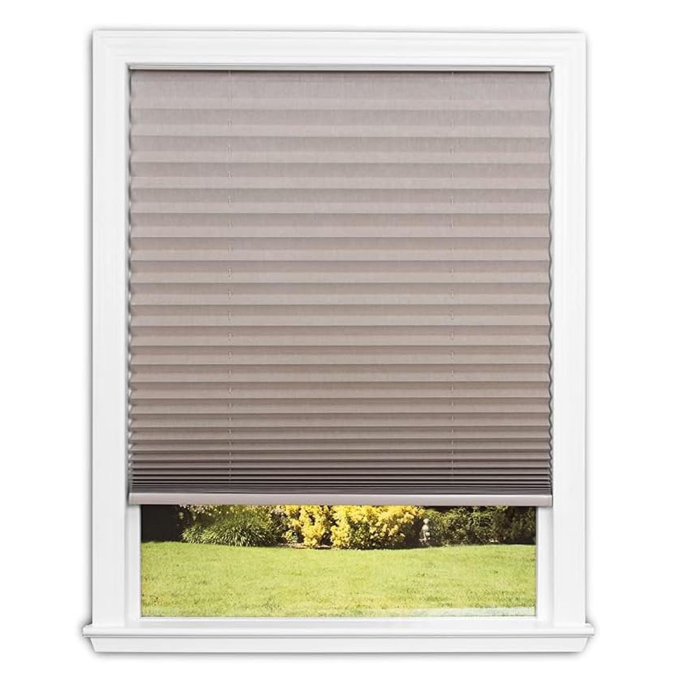 Redi Shade No Tools Easy Lift Trim-at-Home Cordless Pleated Light Blocking Fabric Shade Natural, 48" W x 64" L, (Fits windows 31 in - 48 in)