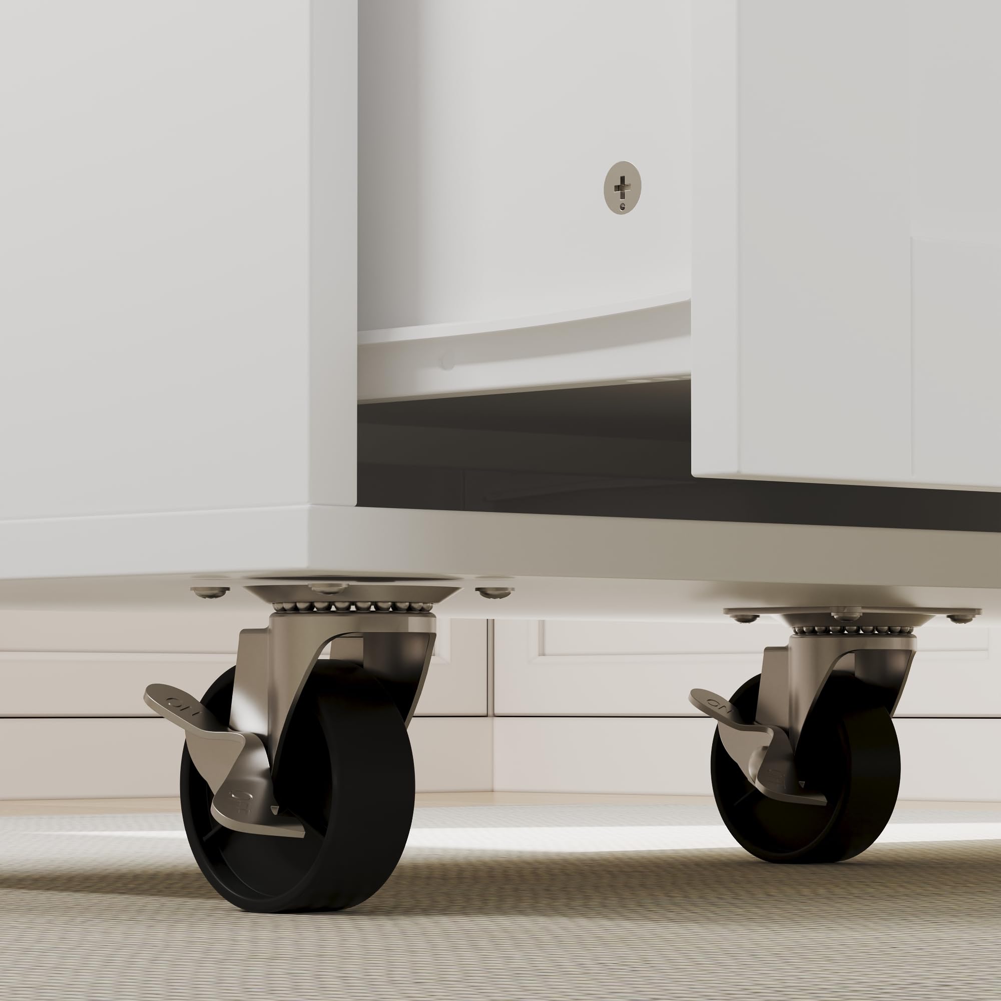 Kücheninsel auf Rollen Servierwagen mit Rollen Küchenwagen mit ausziehbarer Arbeitsplatte Rollwagen mit Schubladen Barwagen für Küche, Esszimmer, Frühstücksbar Weiß, 80 x 80.5 x 80 cm, Verdickte MDF