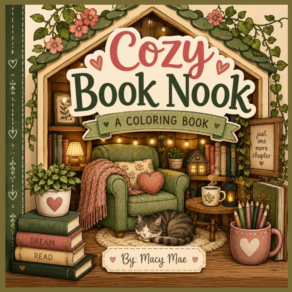Cozy Book Nook: A Relaxing Coloring Book Filled with Cozy Reading Corners, Warm Decor & Peaceful Bookish Scenes (Cozy collection)