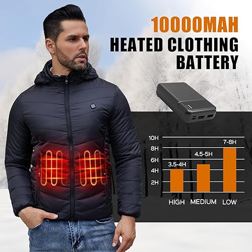 Miniatura 2 de Chaleco calefactable de 5V2A, paquete de baterías, batería de 10000 mAh para calefacción, chalecos, chaquetas, abrigos, sudaderas con capucha para