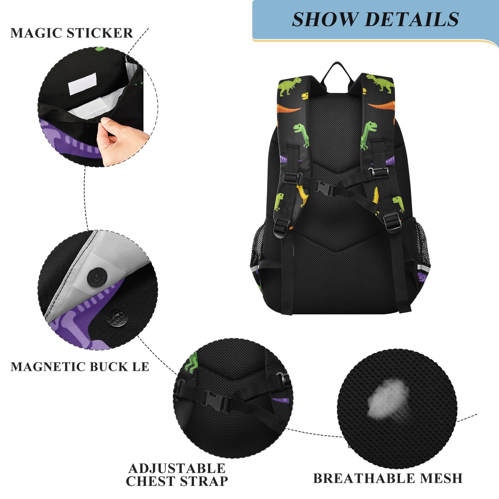GuoChe Zaino per bambini con chiusura a scatto, motivo vortice, colore