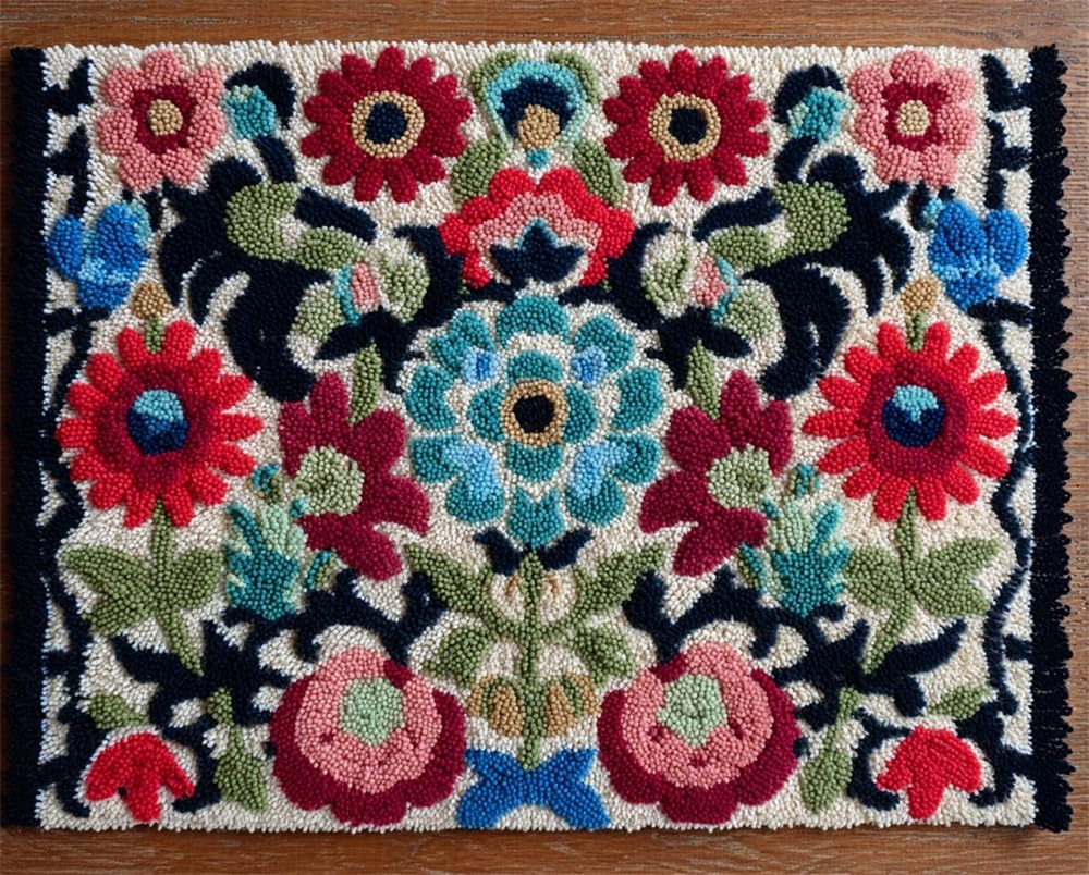Large Latch Hook Kits For Adults, Midnight Bloom Rug Making Kit For Adults Beginners, Pre-Printed Pattern Rug Making Kit, Tapestry Kits Rug For Beginners, Latch Hook Rug Kits Embroidery Carp 39X55In