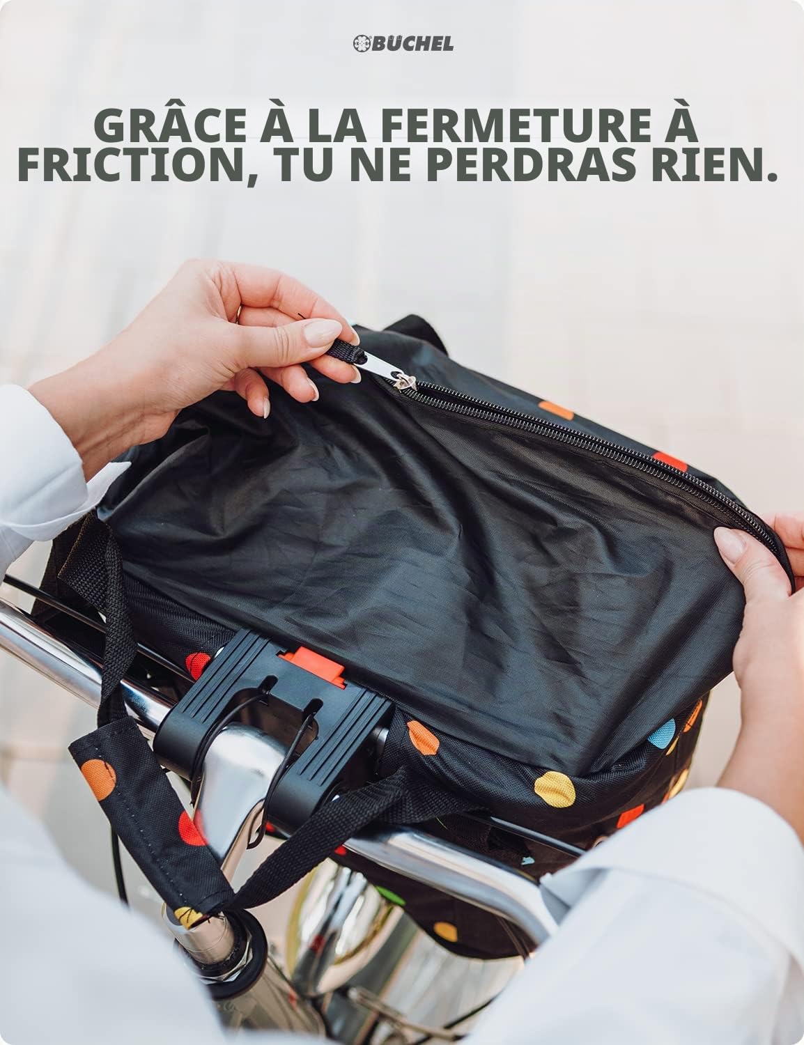 Büchel Panier à Vélo Avant | Sac à Provisions I Pliable I Panier à Vélo Avant avec Fixation Express pour Une Pose et Un Retrait Rapides. I Panier à Vélo Avant