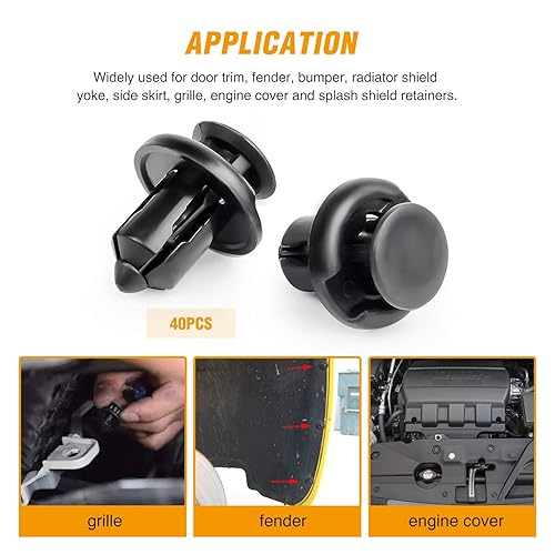 Miniatura 3 de GOOACC 40 clips de remache de nailon de 0394in para Honda y Acura-91503-SZ3-003 kit de tornillos de expansión de montaje de muebles automotrices