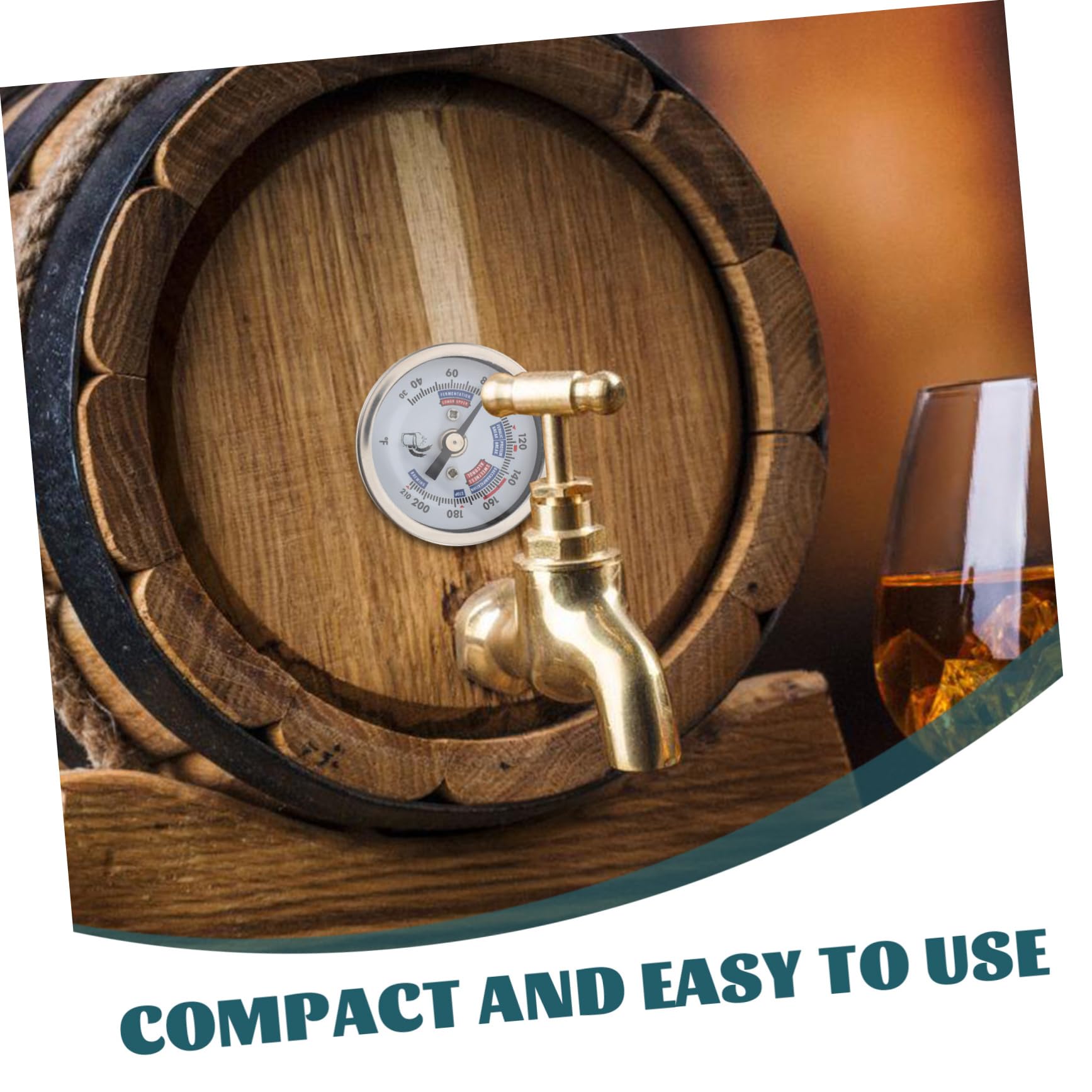 Termómetro Para Elaboración De Vino y Cerveza Casera, Acero Inoxidable 304 Anticorrosión, Doble Metal Axial, Rosca Para Olla y Barril, 2 Pulgadas, Precisión Profesional