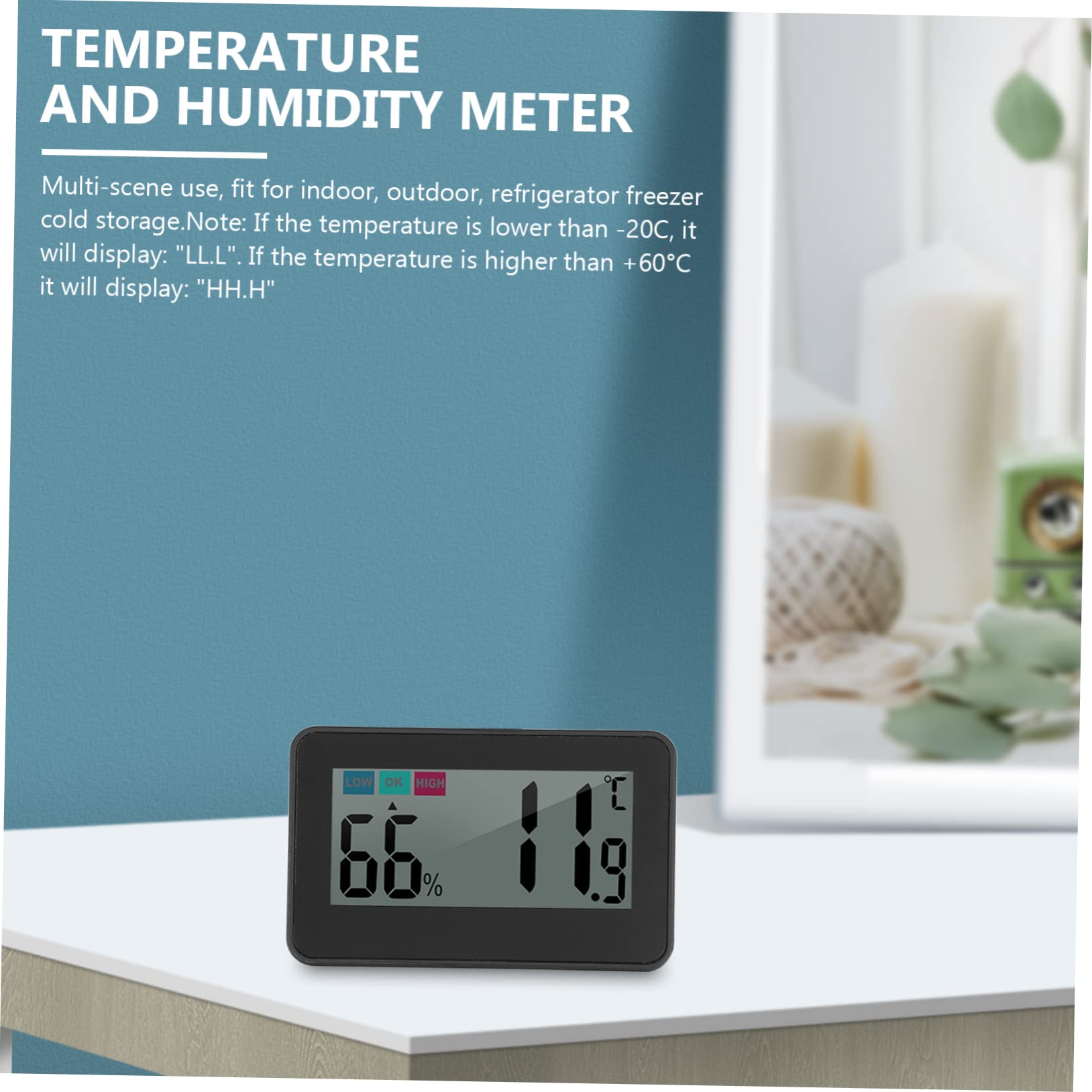 Amosfun 3 Piezas Termómetro Mini Congelador Herramienta De Medición De Temperatura Para Nevera Congelador Inalámbrico Mini Nevera Higrómetro De Escritorio Nevera Digital Abdominales Black
