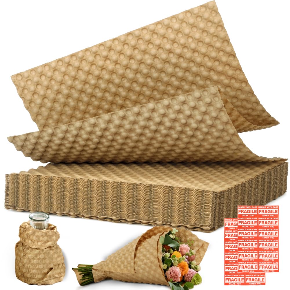 Paper Bubble Wrap Sheets for Packing 15" x 12” x 100 FT Bubble Wrap for Moving,Packing,Shipping, Recyclable Packing Paper for Glass,Dishes,