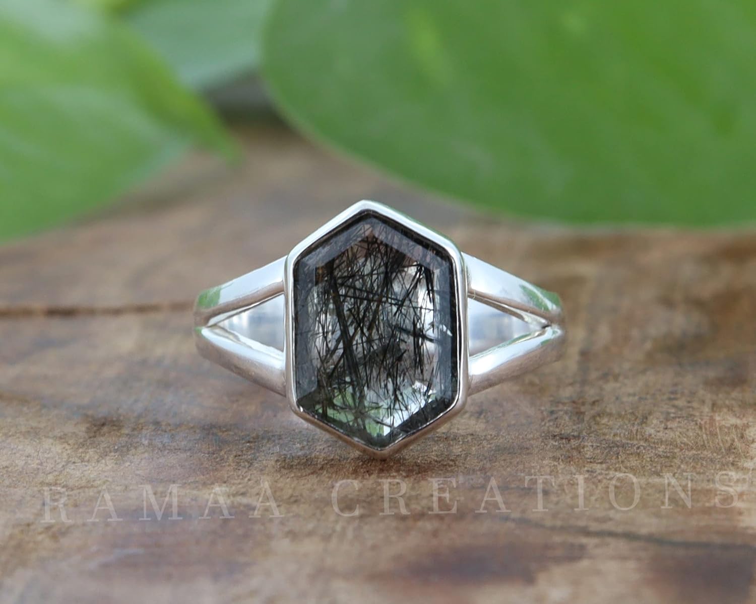 Black Rutile Ring | Natural Black Rutilated Quartz Silver Ring | Handmade Jewelry | Sterling Silver 925