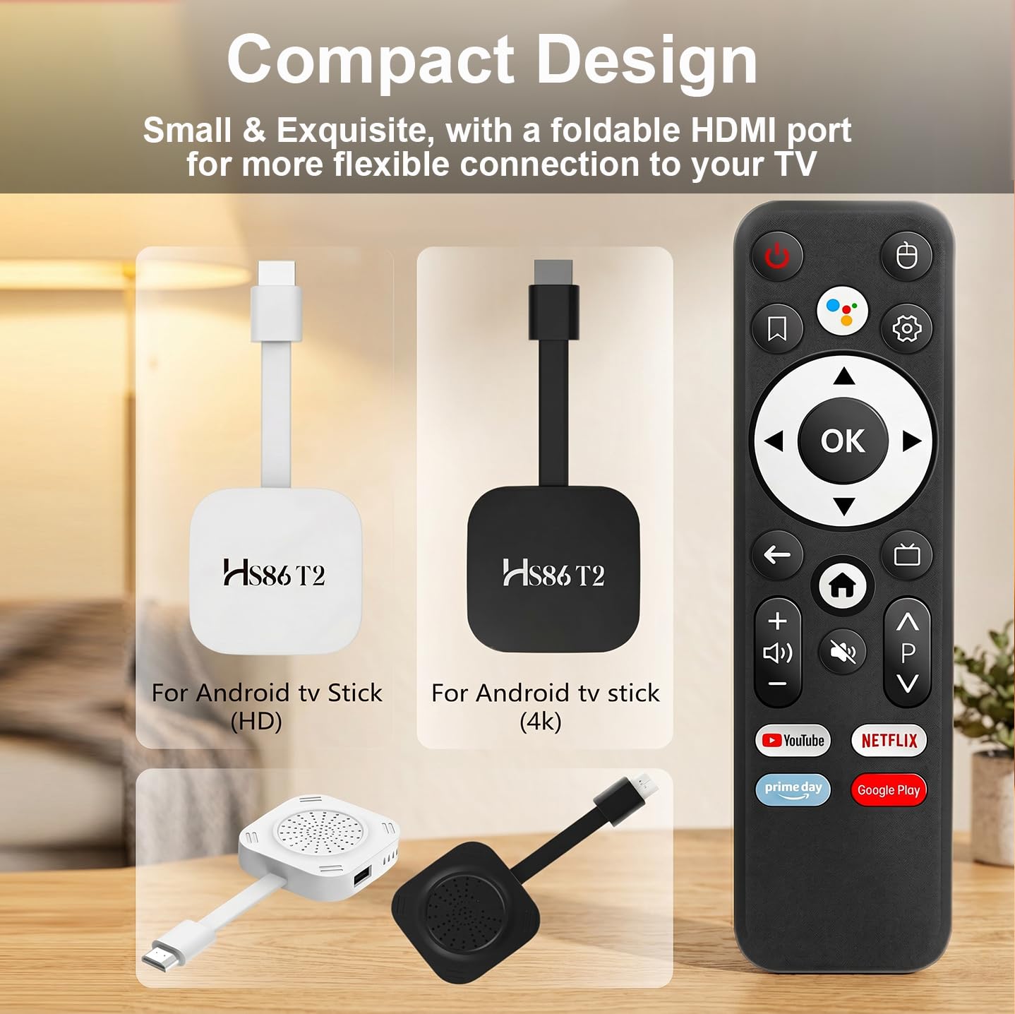 Neuestes Smart TV Stick Android 14.0 2026 4K @60fps Ultra HD TV-Stick Android Box 2 GB RAM 16 GB ROM RK3518 Prozessor Dual WiFi 6 2.4G/5G BT5 HDR10+ USB2.0 HDMI 2.0 mit Bluetooth Sprachfernbedienung