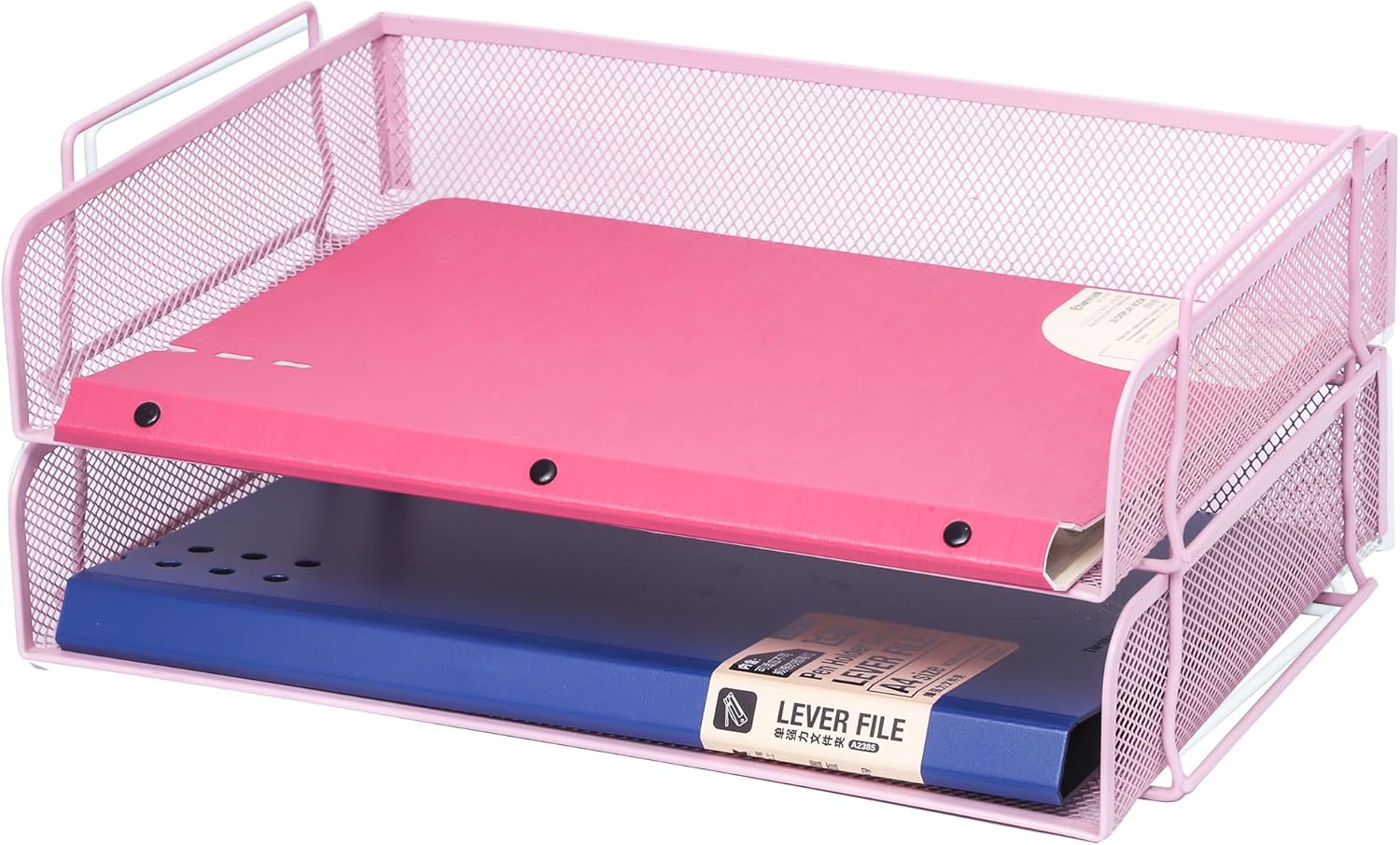 EASEPRES 4 Pack Stackable Desk Paper Tray, Metal Mesh Desktop Document Letter File Organizer for Office Home School, 13.5'' L x 9.75'' W x 11'' H, Black