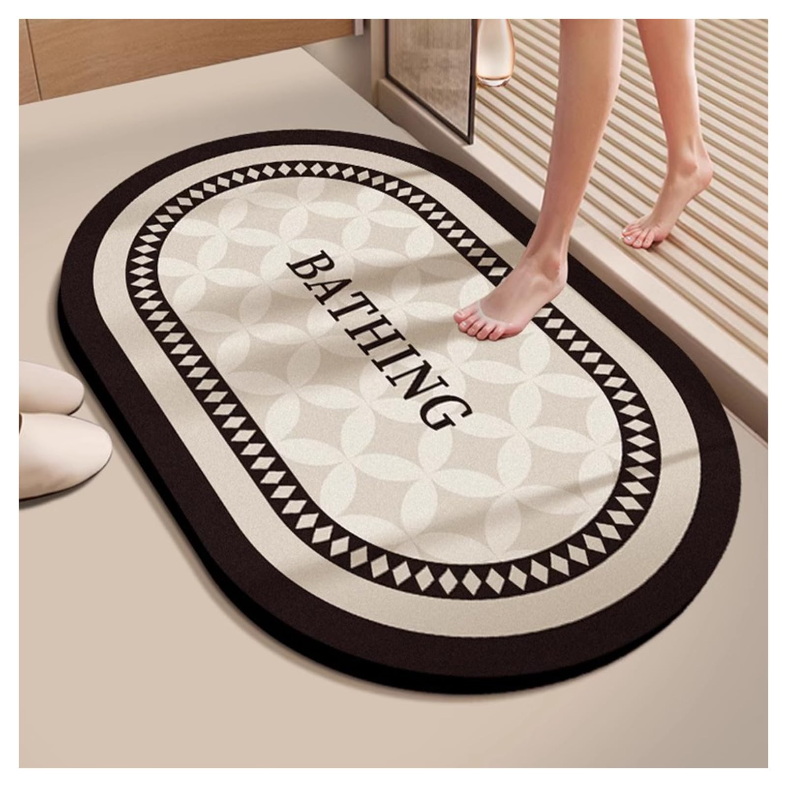 Ergocar Tapis De Bain Velours Court Doux Terre De Diatomées Séchage Rapide Nettoyage Facile Caoutchouc Antidérapant pour Plancher De Salle De Bain, Entrée, Cuisine, Dortoir Familial