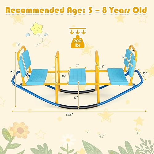 Miniatura 5 de Costzon Equipo de parques infantiles para niños balancín de metal resistente para interiores y exteriores para niños de 3 a 8 años adecuado para el