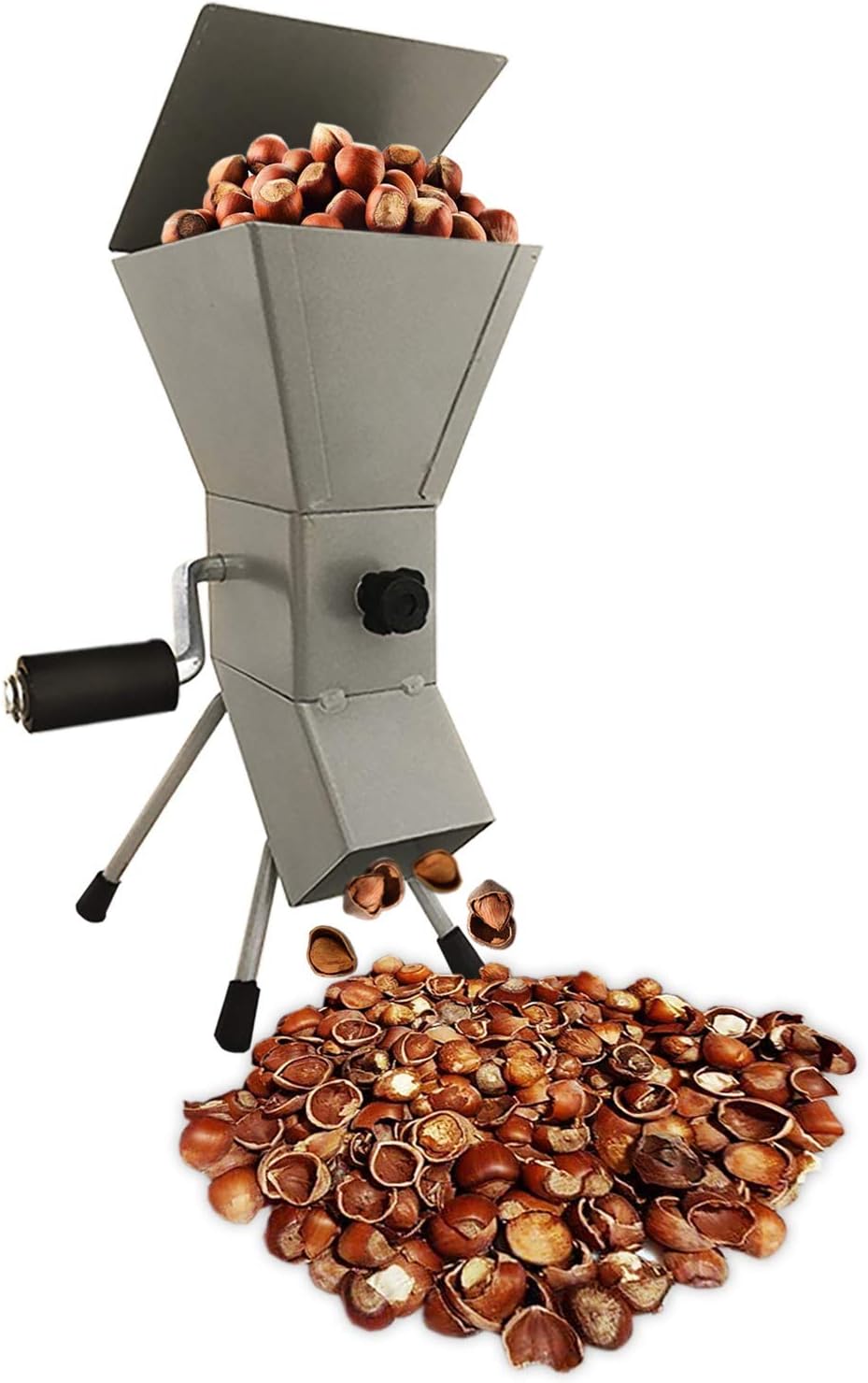 Hand Crank Nutcracker Tool for Hazelnuts, Soft Shell Pecans, Pistachios and Filbert Nuts, Brazil Nuts - All Steel, Portable and Adjustable