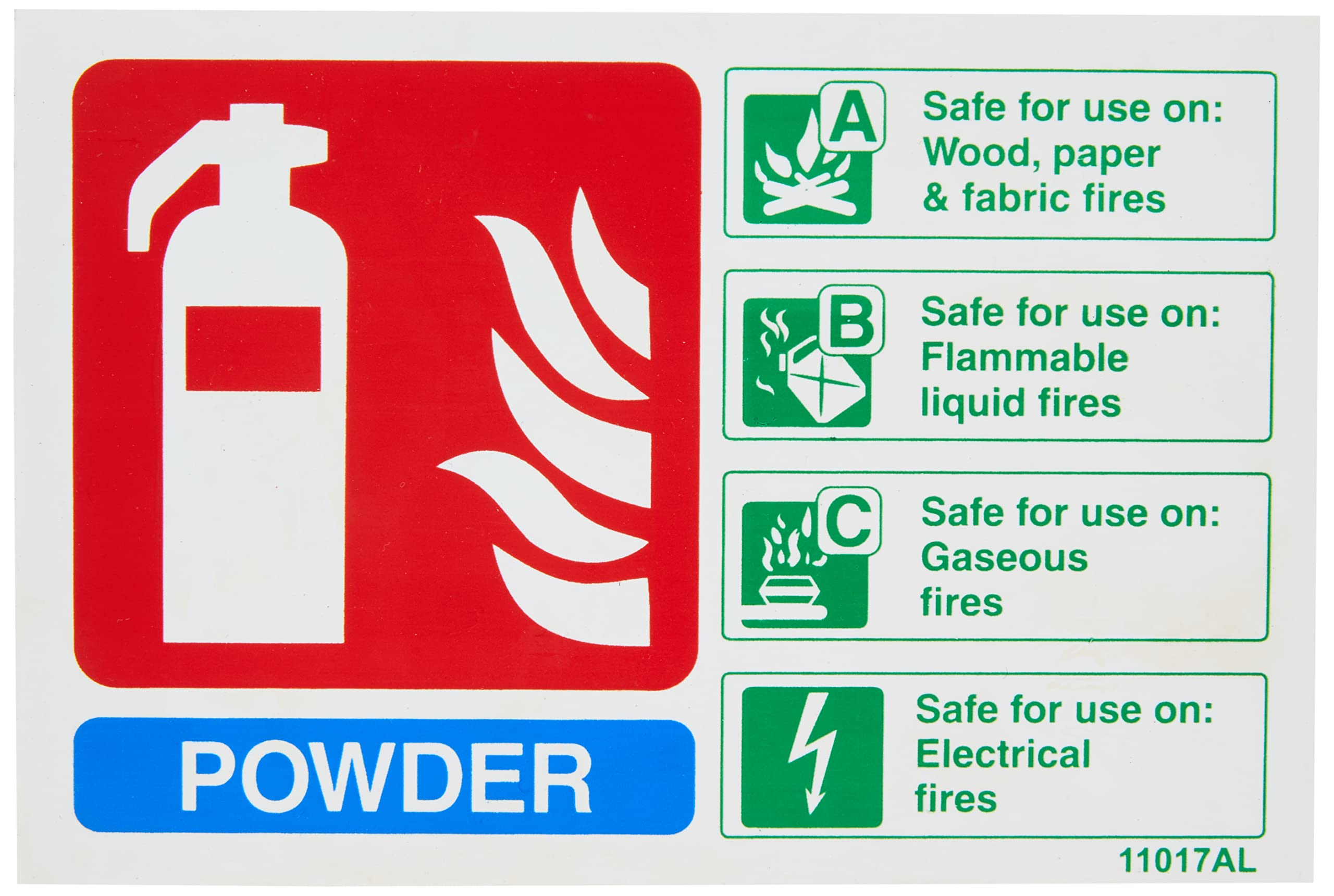 V Safety Powder Id Fire Extinguisher Sign - 150mm x 100mm - 1mm Rigid Plastic