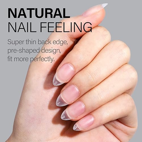 Vista 97 de AILLSA 450 puntas de uñas de gel extra cortas, puntas de uñas de gel de cobertura completa, punta de uñas postizas preliminadas a presión, 15