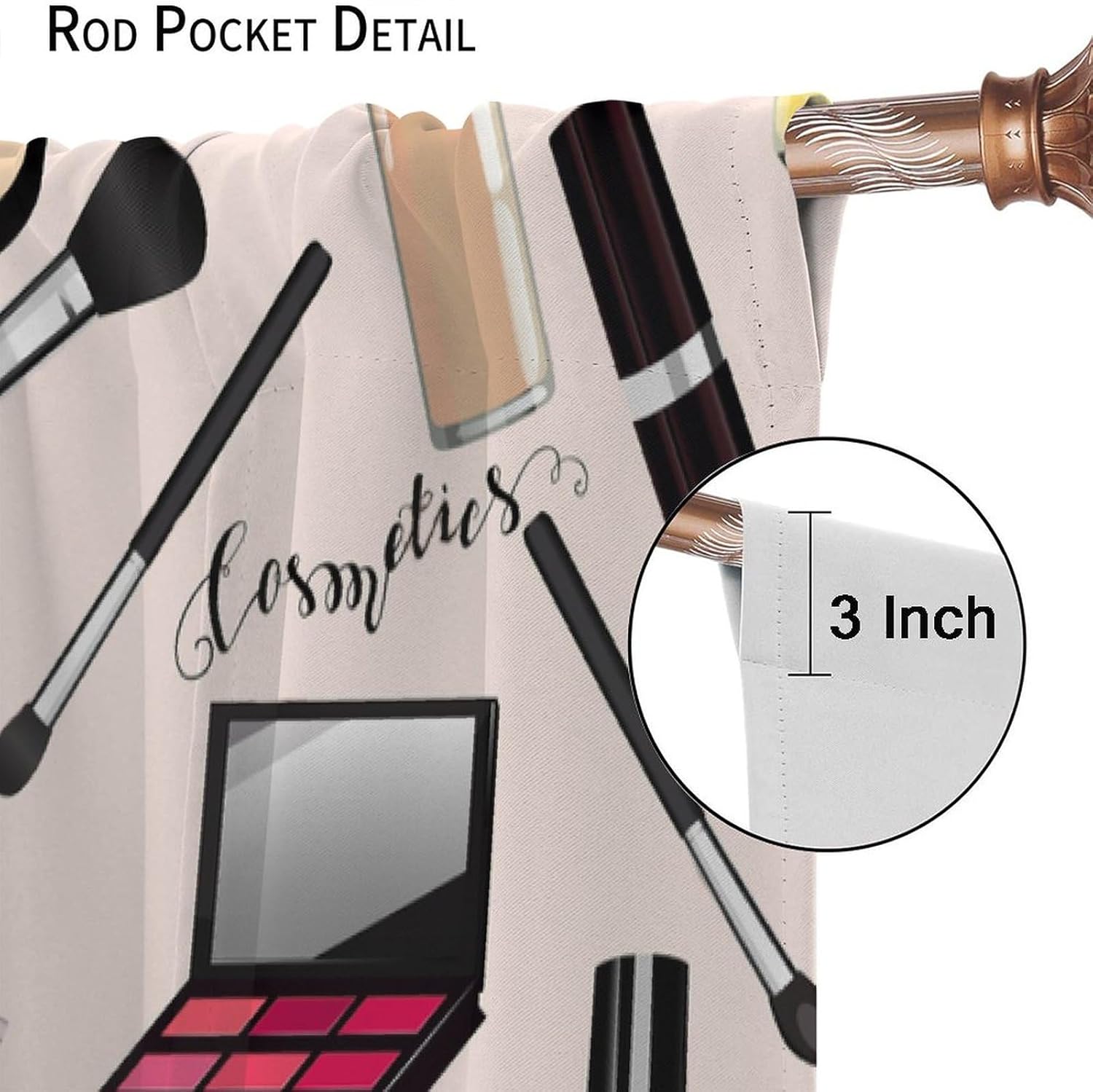 Fashion Makeup Curtains,Women Girls Cosmetic Lipstick Red Lip Valentine's Day Sweet Romantic Fashion Window Treatments Curtains Living Room Women Girls Bedroom Decor 55x63in