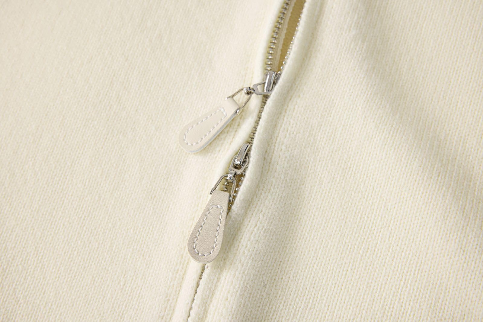 Damen 100% Merinowolle Cardigan Reißverschluss Rundhals