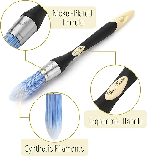 Miniatura 29 de Bates - Brocha de pintura para recortar, 0.75 pulgadas, mango ergonómico antideslizante, cerdas sintéticas, pinceles de corte para pintar, negro