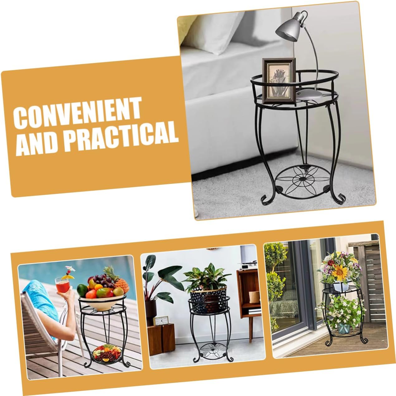 Double Tier Plant Stand Metal Potted Holder Rack for Use Heavy Duty Flower Display Stand for Balcony Patio Room and Garden