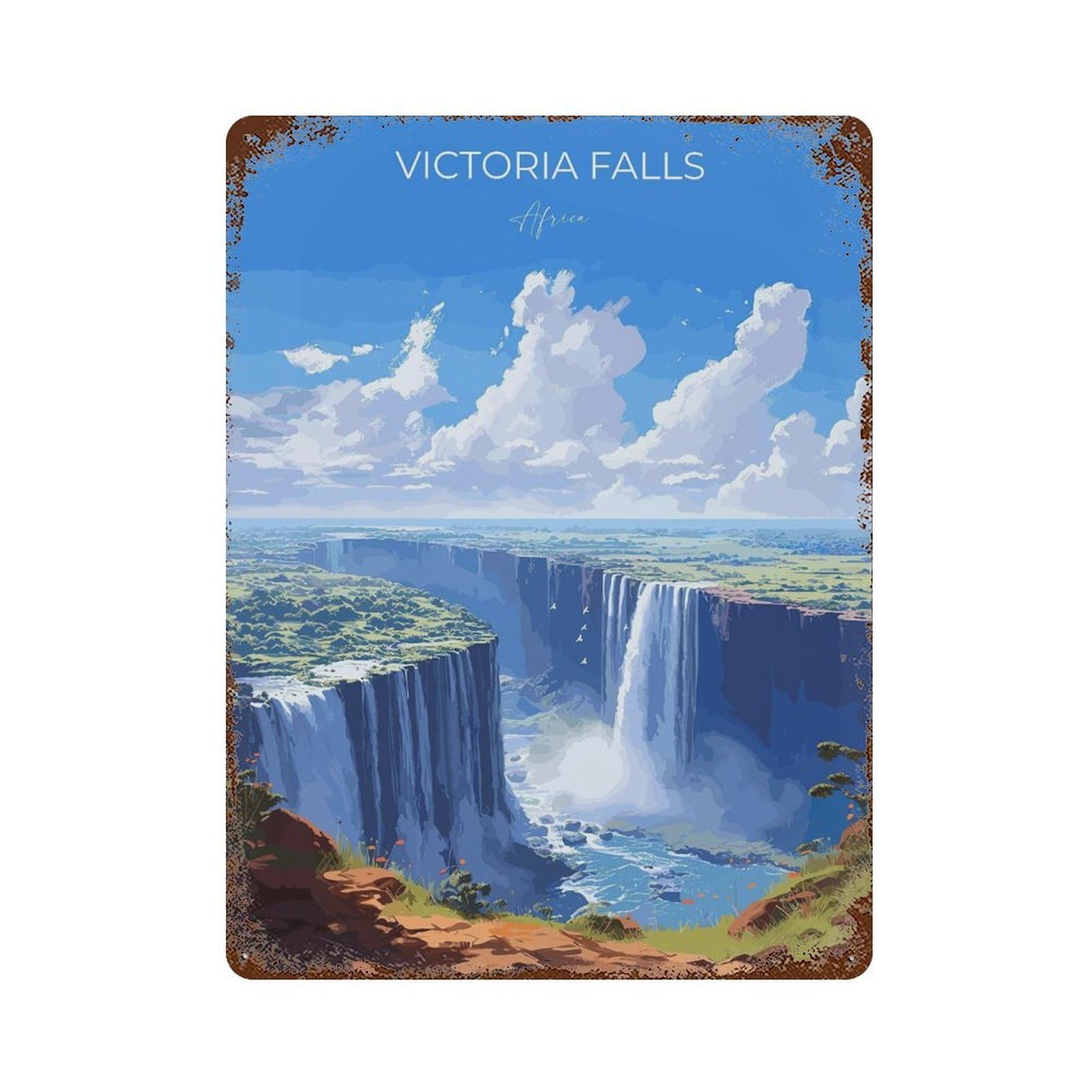 xiaoxiaoshen Victoria Falls Travel of Zimbabwe Gift Africa Wall Decor Art Metal Tin Poster Modern Home Decor Art Home Bar Shop Decorations Vintage Sign 40x30cm