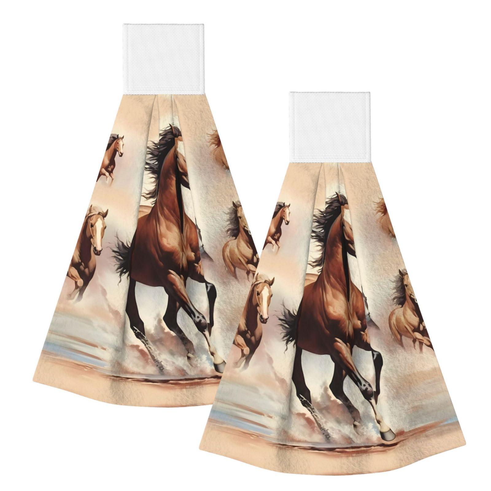 Prancing Brown Horse Highly Absorbent Dish Towels Soft Coral Fleece Wipe