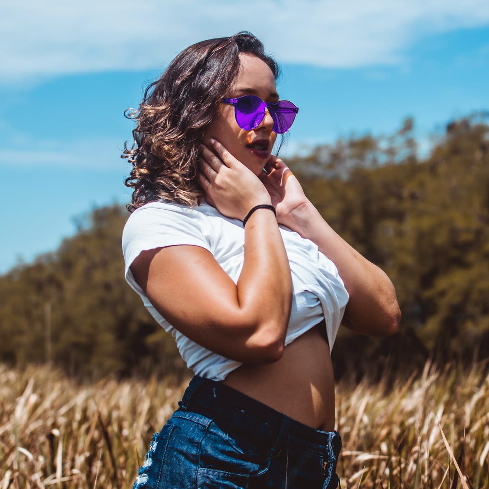 Matcheck 12 randlose Sonnenbrillen im gemischten Stil, Retro, Partybrillen, Bonbonfarben, Bachlor-Fotoshooting-Kostüm-Zubehör