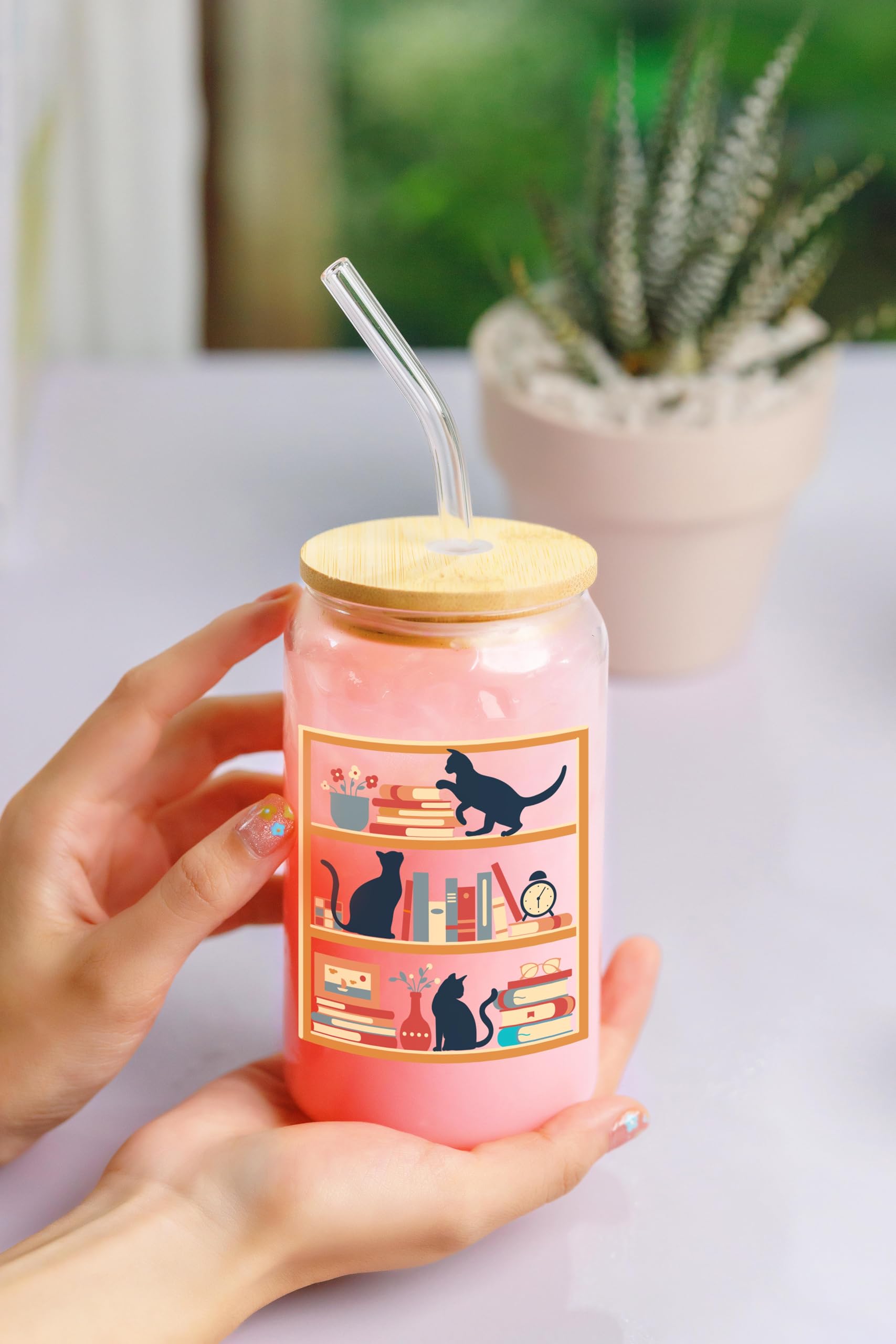 NewEleven Christmas Gifts For Book Lovers - Gift For Women - Book Themed Gifts for Readers, Librarians, Bookaholics - Birthday Present For Women, Her, Best Friend – 16 Oz Coffee Glass