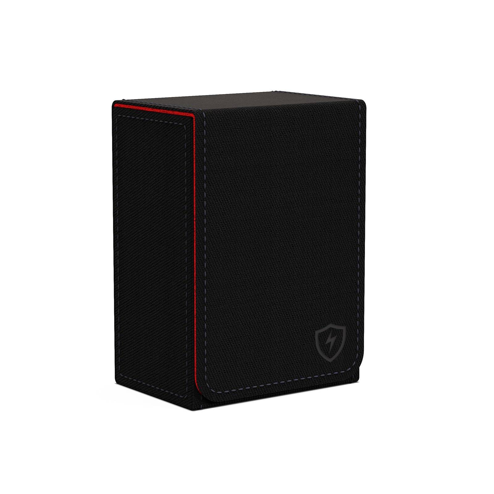 Boltquan Double Decker Leather Poker Card Case - Holds Two Sets of Poker Size Cards - Premium Dual-Deck Holder with Stylish Design and Secure Closure (Black-Red)