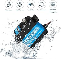 Vista 4 de Paquete de 2 servos RC de 35 kg Servo de dirección Servo digital de 7.4V Motor de acero inoxidable de engranaje de alto par Impermeable para coches