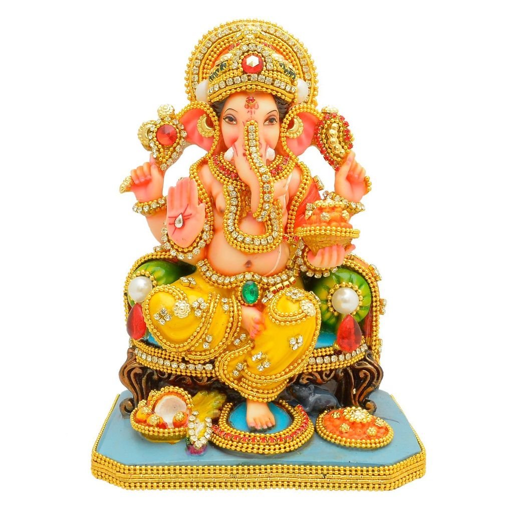 Handmade Lumboder Ganesh Spiritual Idols Decorative Puja Showpiece Pooja Gift Item For Mandir,Home Decor & Office (multi 7)