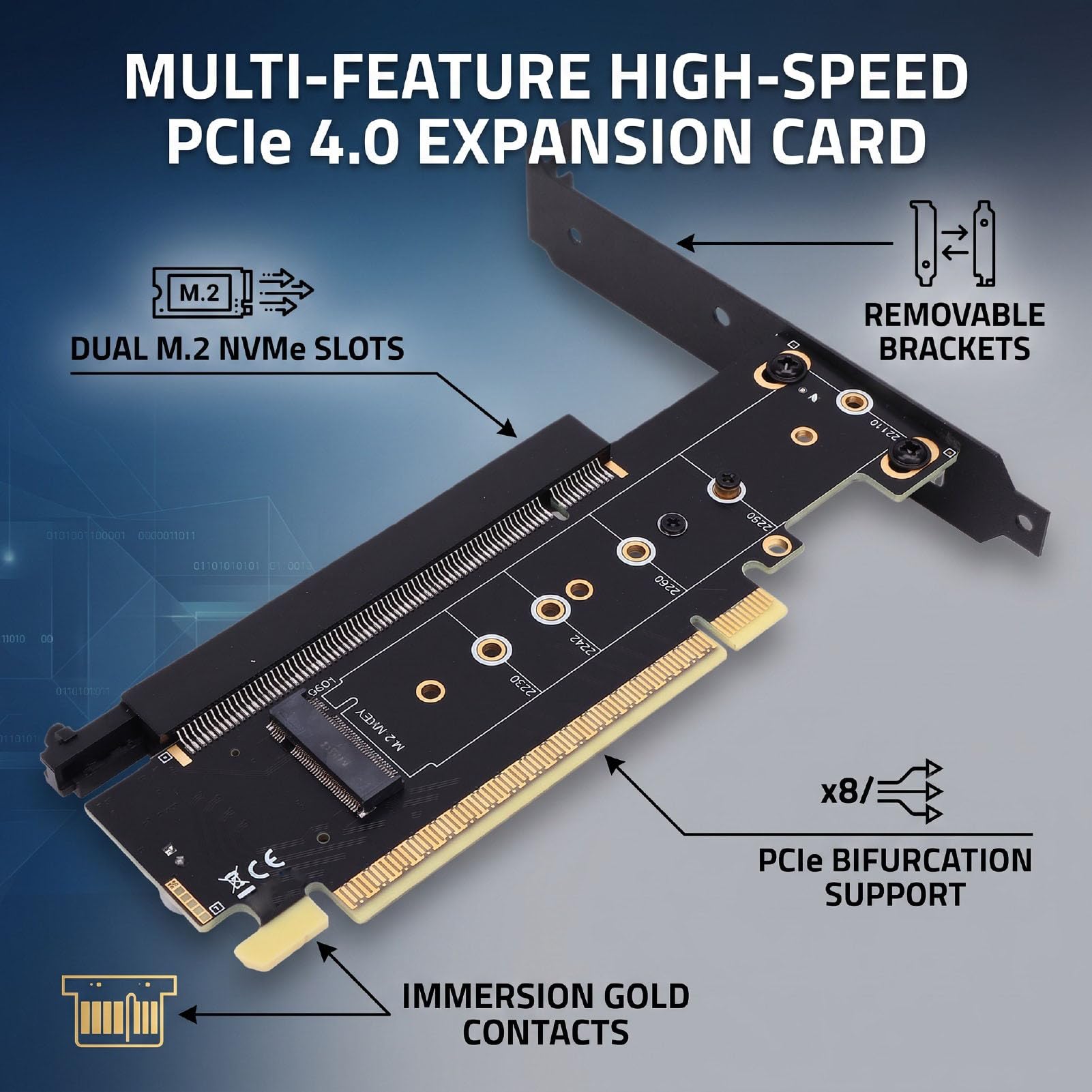 Walmeck Scheda Biforcazione PCIE 4.0, da X16 a X8 e Doppi Slot NVMe M.2