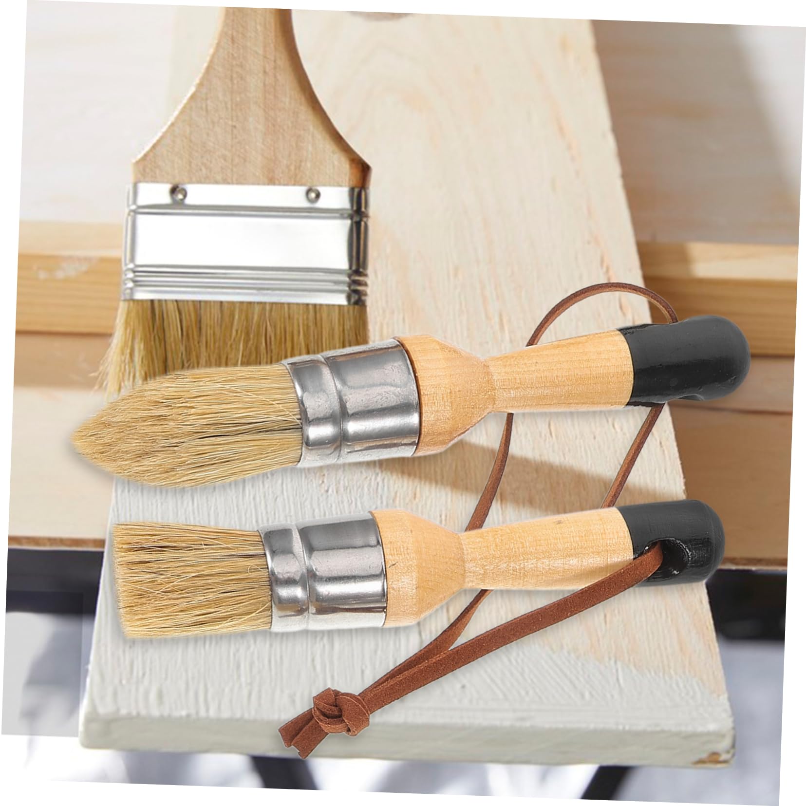 NUOBESTY 5 Series Juego De Pincel De Cera Oscuro Mate Casa Interior Pinceles Muebles Mancha Pintar Equipo Redondo Pincel De Pintores Cepillo De Pintura Conveniente De Madera 3 Piezas X 5