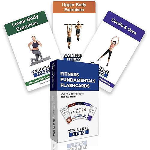 (65+ Cards) Fitness Fundamentals Flashcards Pain-Free Fitness, 3x5 in, Workout Cards Suitable for Safe Power Training, Strength Training, Tear-Resistant Flashcards with Video QR Codes