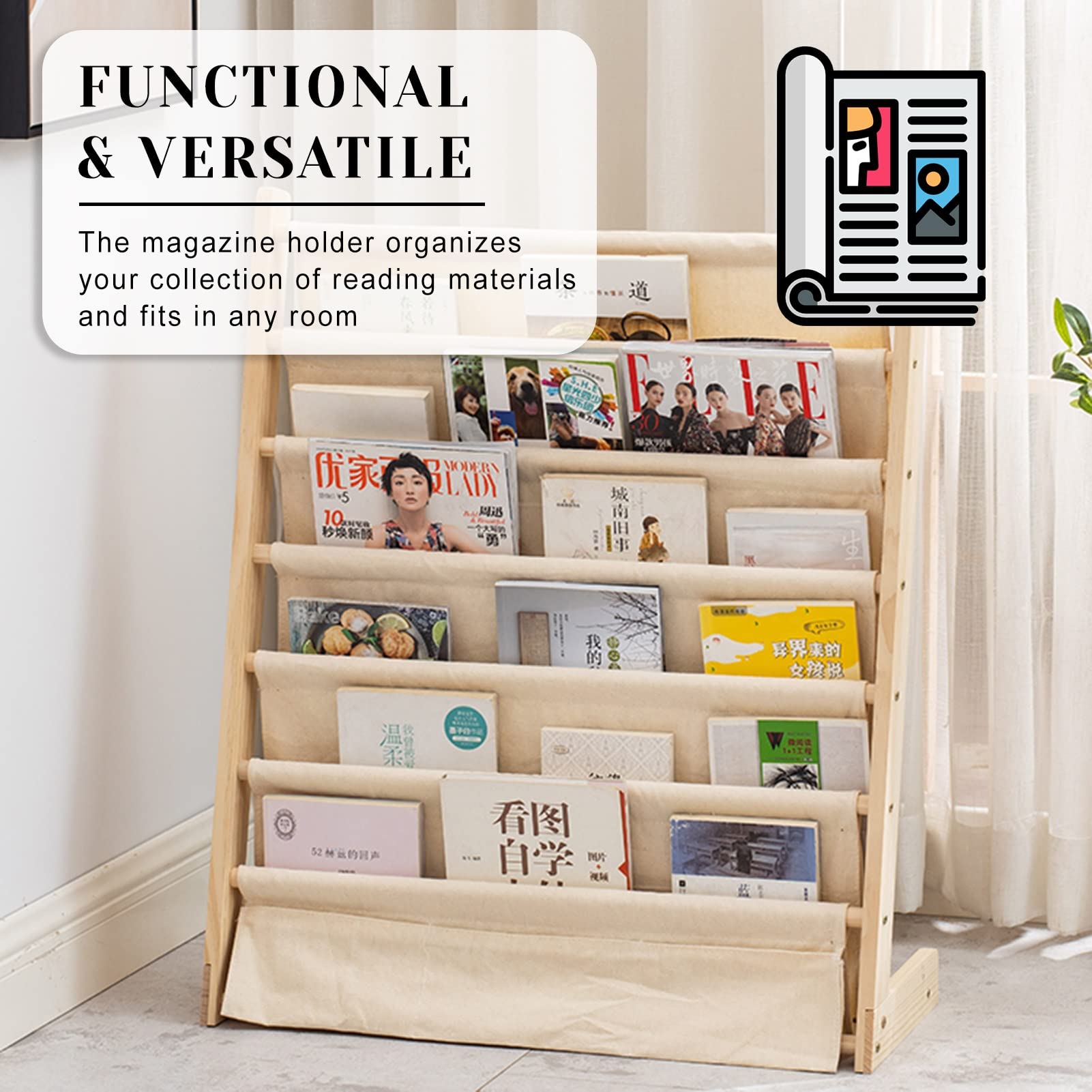 Amazon.com: EWRCVBVCA Wooden Magazine Rack Floor Standing 4/6/7