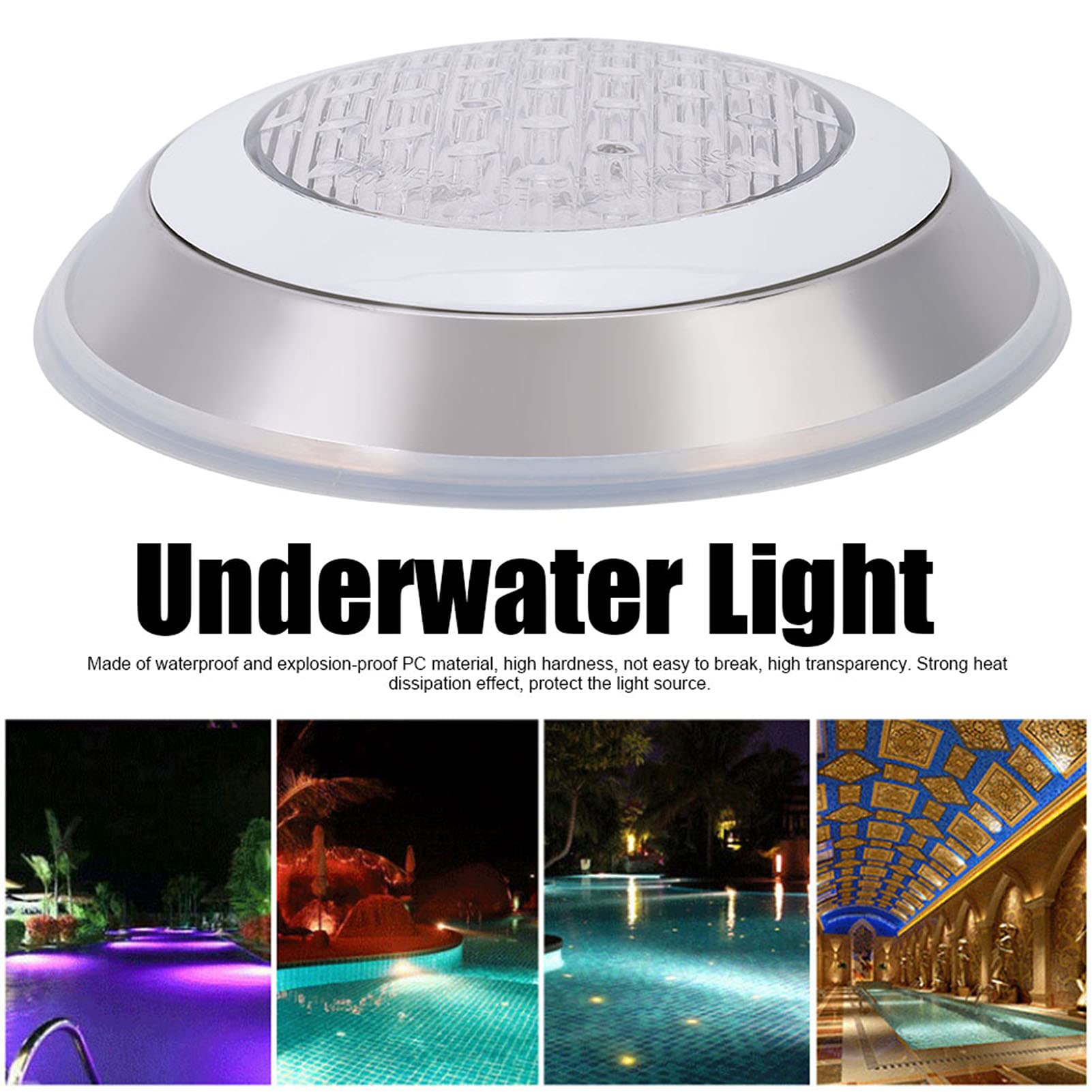 LED-Unterwasserleuchte, 12 V, 18 W, wasserdichte Edelstahl-Poollampe für Schwimmbäder, Brunnen, Gärten