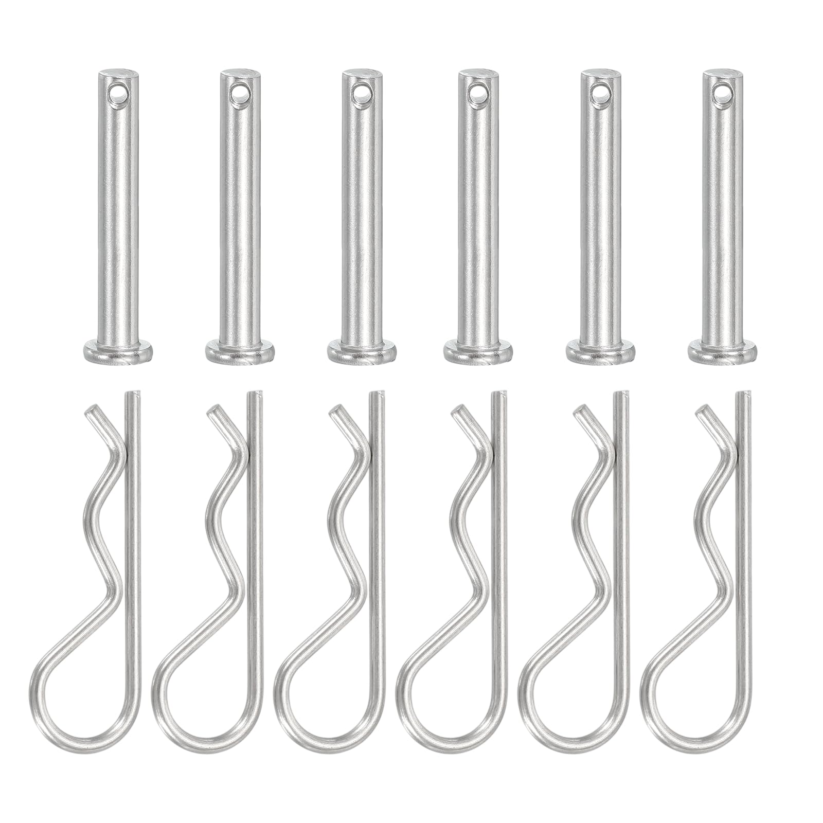 YELARXI 6 Pcs M6x35mm Single Hole Clevis Pin with R Shaped Spring Cotter Pin