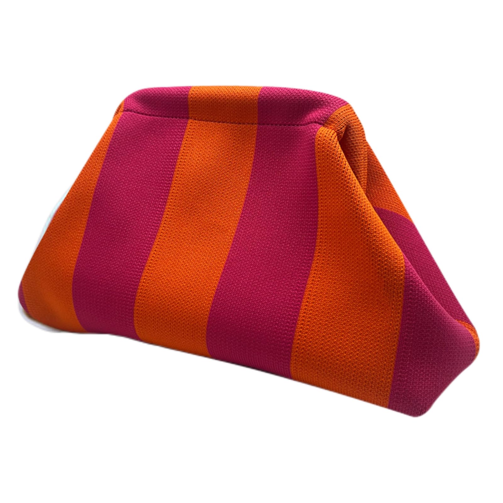 Borsa A Mano Estiva All'uncinetto A Blocchi Di Colore Rosa E Verde - Pochette Tipo Dumpling Bag Con Chiusura A Bacio, In Tessuto Morbido E Spaziosa (29x10x22 Cm), Per Spiaggia E Tempo Libero