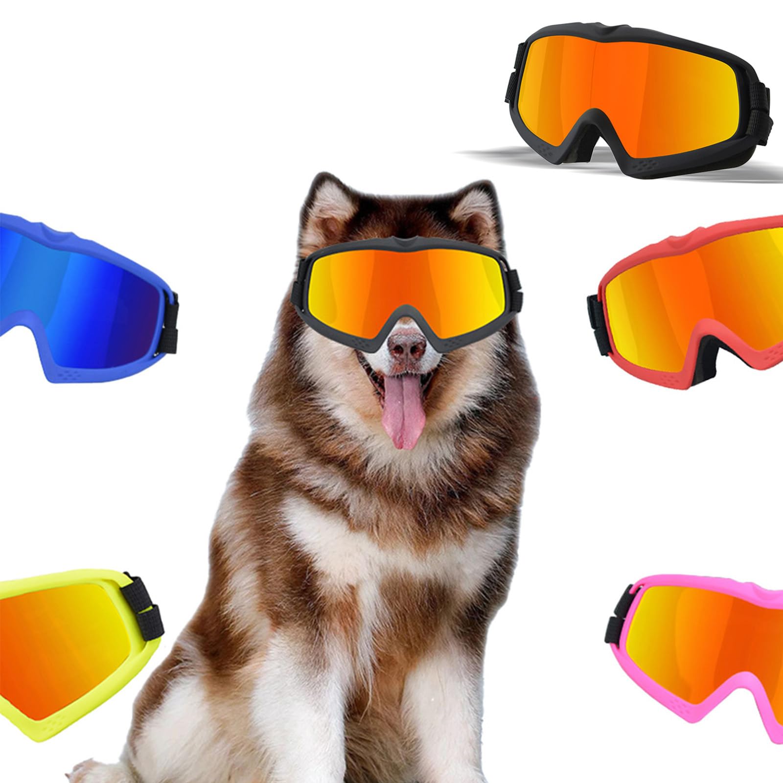 Dog Sunglasses, pet Goggles, Suitable for Medium and Large Dogs, UV-Proof, Wind-Proof and dust-Proof, Adjustable Strap pet Glasses, Suitable for Outdoor use in All Seasons