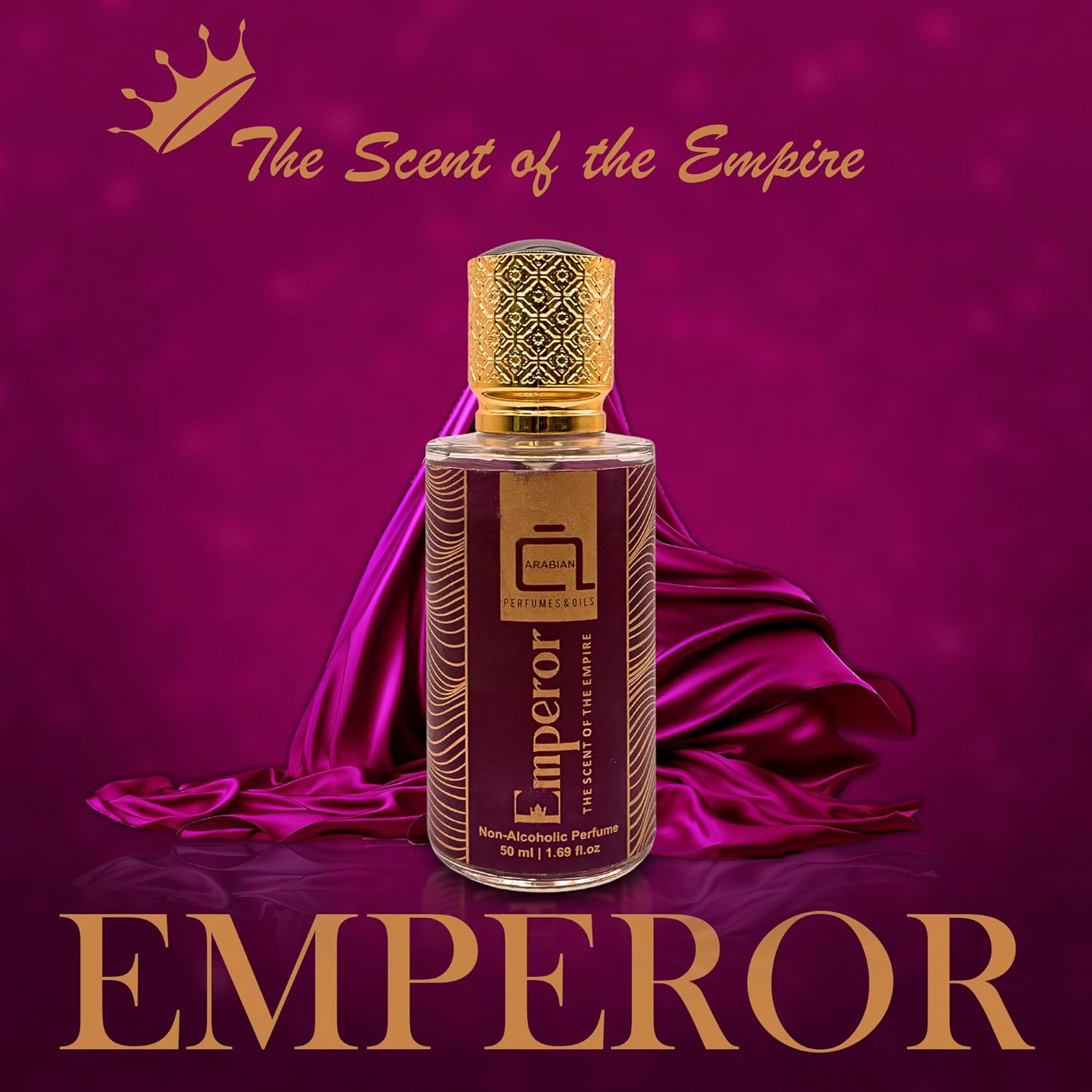 ARABIAN PERFUMES & OILS Emperor Non-Alcoholic Perfumes for Men 1.69 Fl Oz. | Sophisticated Luxury Fragrance | Long Lasting Travel Size Perfumes