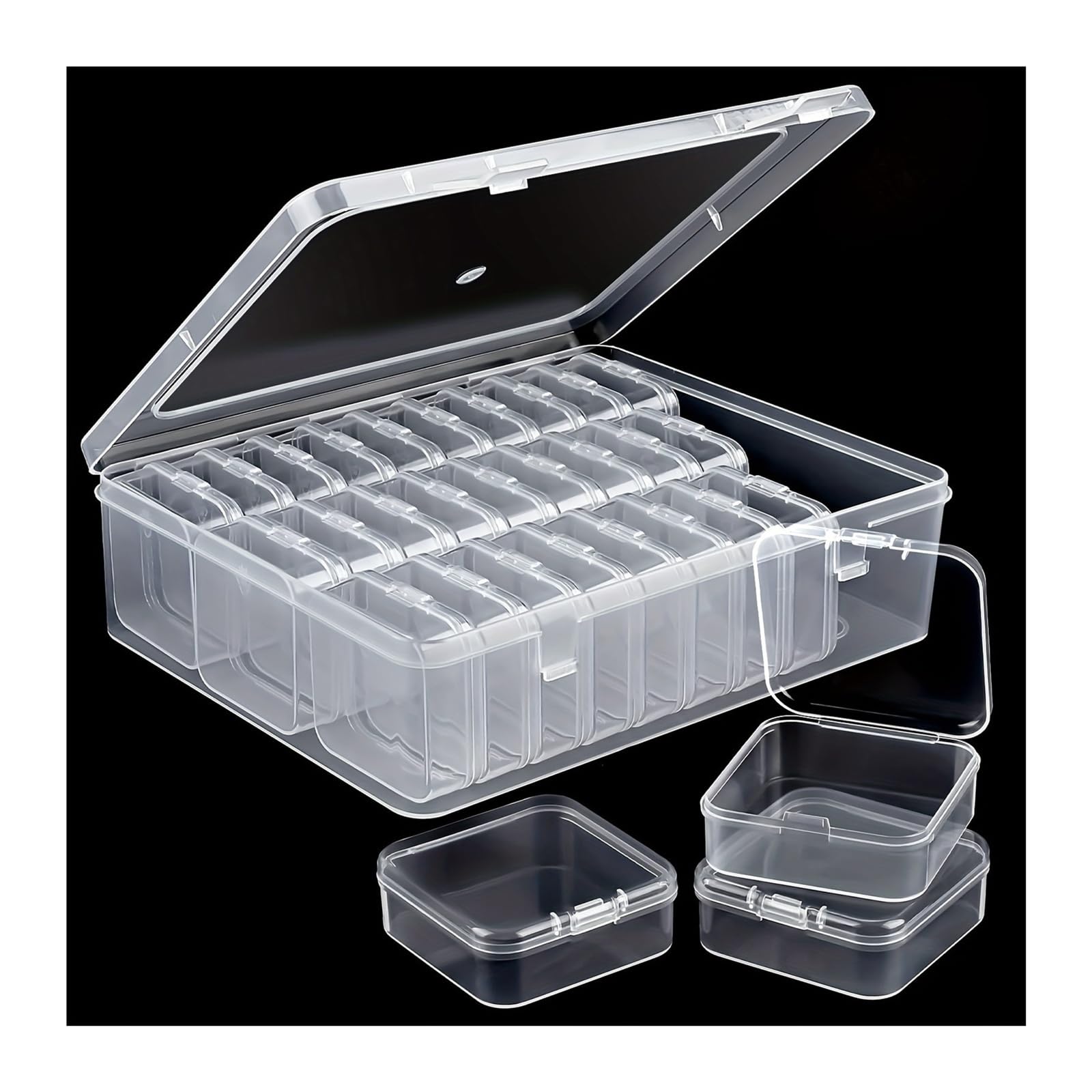Generico 30 scatole organizer in plastica trasparente con strass for perline/gioielli