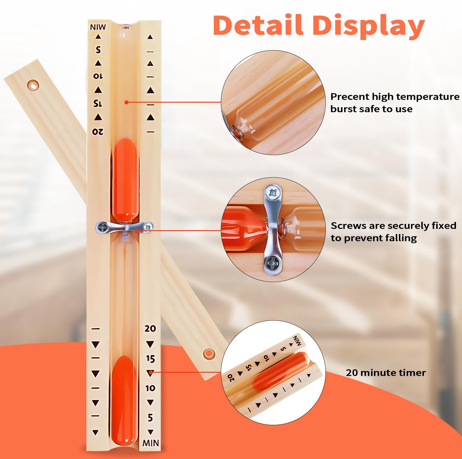 Sauna Sabbia Timer,sabbia sauna timer 20 minuti,Clessidra in Legno Sauna,Clessidra per sauna da 15 minuti,clessidra sauna,Clessidra per Sauna in Legno,Sand Clock timer,Clessidra sauna (Arancione)