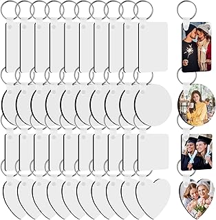 Bucherry 216 Pcs Double Sided Sublimation Keychain Heat Transfer DIY MDF Blank Keychains Blanks Bulk Sublimation Key Chains for Christmas Graduation Day