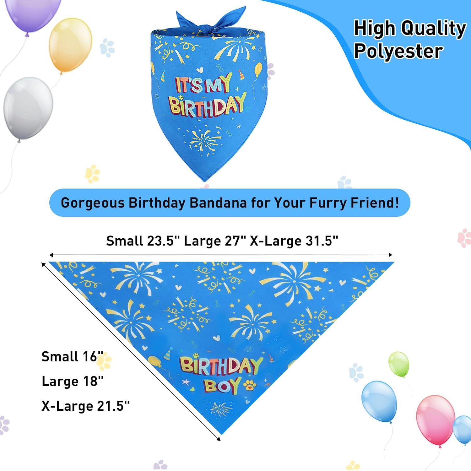 SZEE Dog Birthday Bandana, Reversible Bandanas for Dog Birthday Outfits, Pet Apparel & Accessories, Triangle Pet Scarf for Photo Prop and Holiday Decor (Large, Blue) image 5