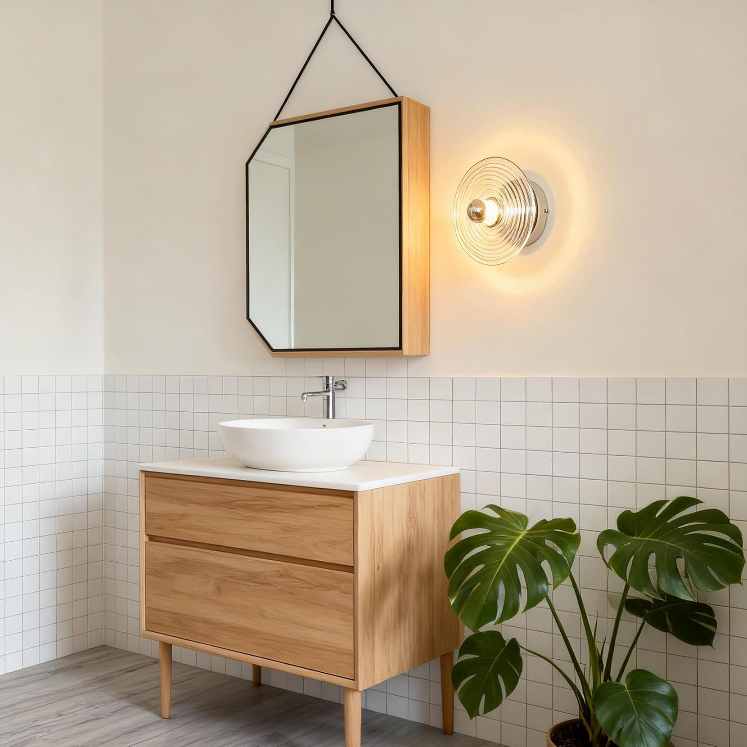 Modern Minimalist Clear Glass wall sconces，Artistic Spiral Wall Light Fixture, Concentric Circle Design, (Hardwired) (Chrome+Transparent Glass)