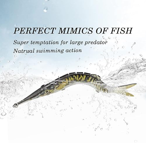 Miniatura 4 de ODS - Señuelo de pesca multiarticulado animado con anzuelos para lucio, sábalo, ajo, agua dulce y salada