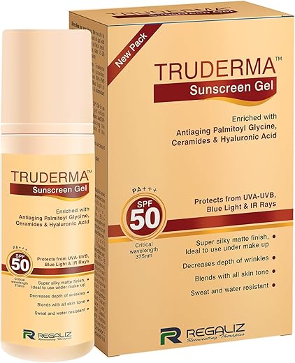 Regaliz Truderma Silicone Sunscreen Gel Spf 50+ | Broad Spectrum Uva & Uvb Protection | 50Gm, All