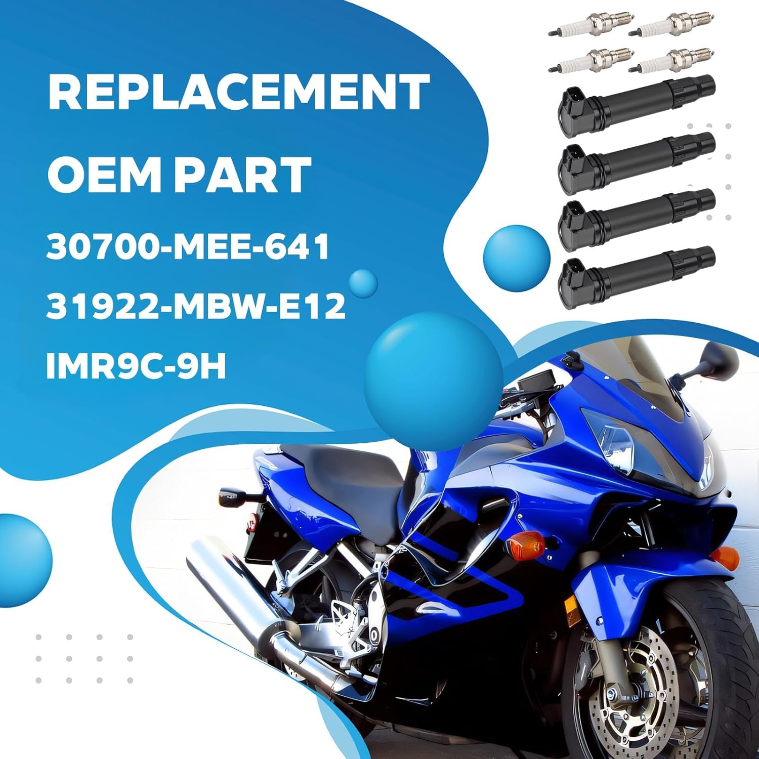 4Pcs Ignition Stick Coils w/Iridium Spark Plug For Honda CBR600RR CBR600RA 2007-2024 30700-MEE-641